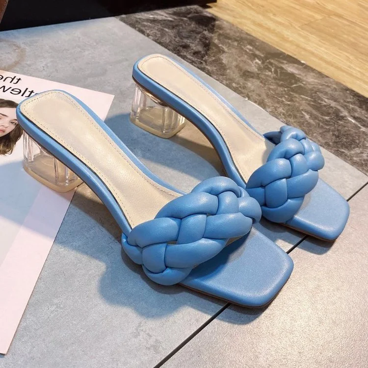 Tranparent Square Chunky Heel Women Dress Shoes 2021 Plait Blue White Slides Sandals Pumps Slip On Slingback Fashion Slippers
Tranparent Square Chunky Heel Women Dress Shoes 2021 Plait Blue White Slides Sandals Pumps Slip On Slingback Fashion Slippers