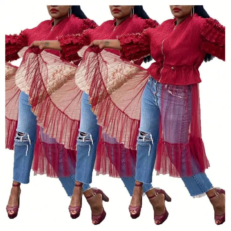 10484OF Agaric Edge Lantern Sleeve Mesh Patchwork Best Quality Women Clothing Casual Coat Jacket
10484OF Agaric Edge Lantern Sleeve Mesh Patchwork Best Quality Women Clothing Casual Coat Jacket