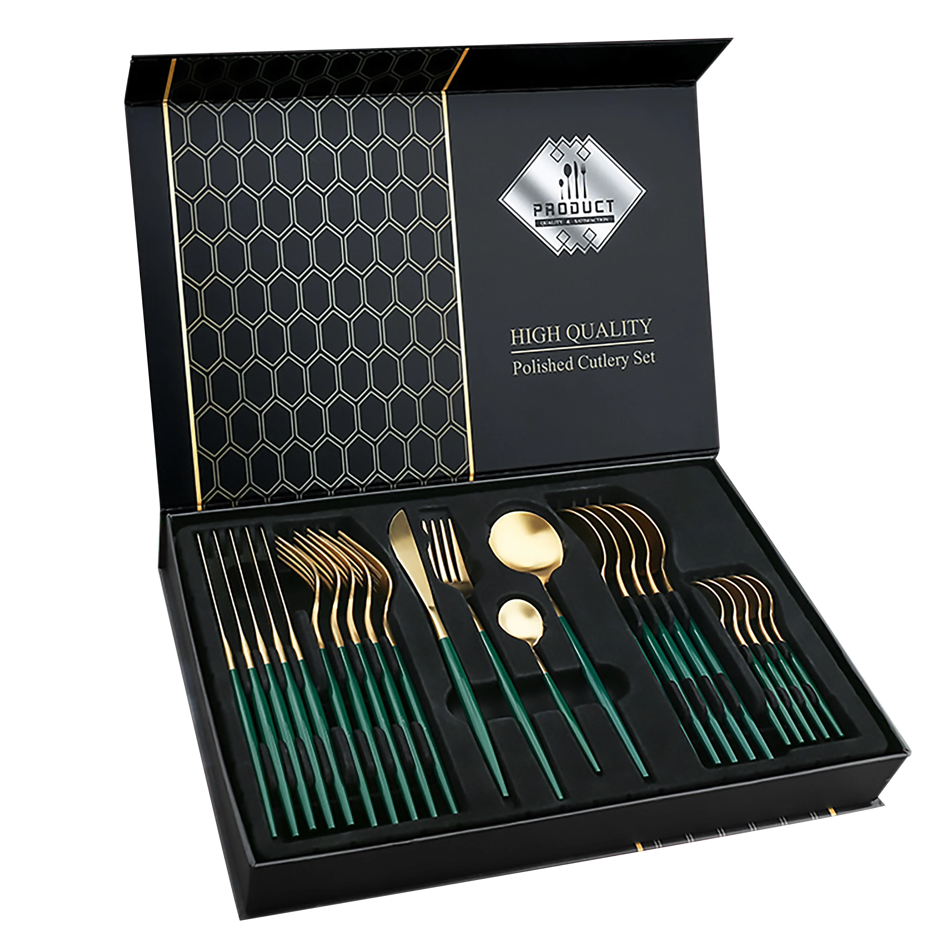 Hot-sale 18/0 Flatware Stainless Steel Gold Green Cutlery Flatware For Wedding Hotel Restaurant Home, Customized
Hot-sale 18/0 Flatware Stainless Steel Gold Green Cutlery Flatware For Wedding Hotel Restaurant Home, Customized