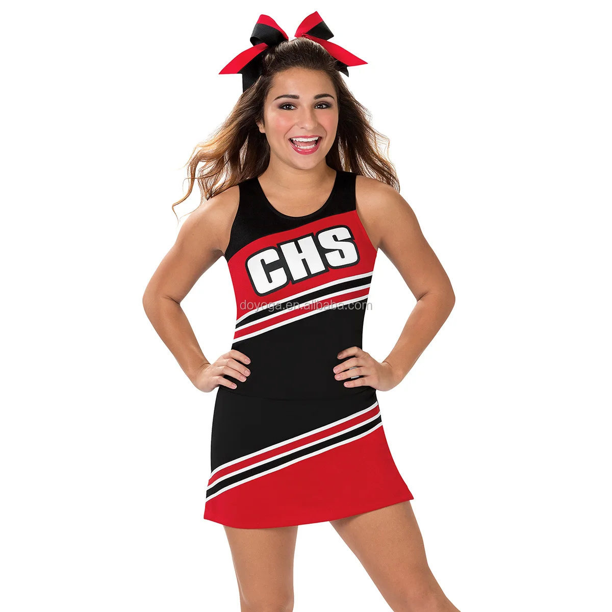 crop top red cheer leader custom cheerleading uniform