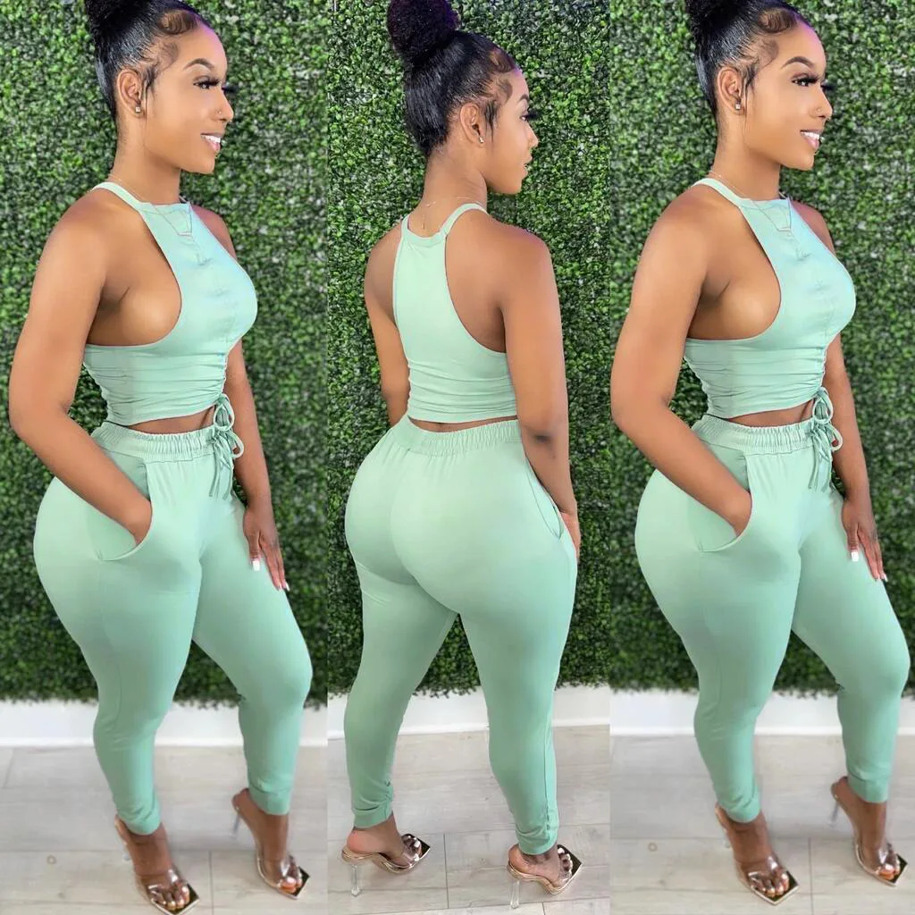 New Fashion Women's Casual Crop Top Outfits Tank Top Long Pants 2 piece set women
New Fashion Women's Casual Crop Top Outfits Tank Top Long Pants 2 piece set women