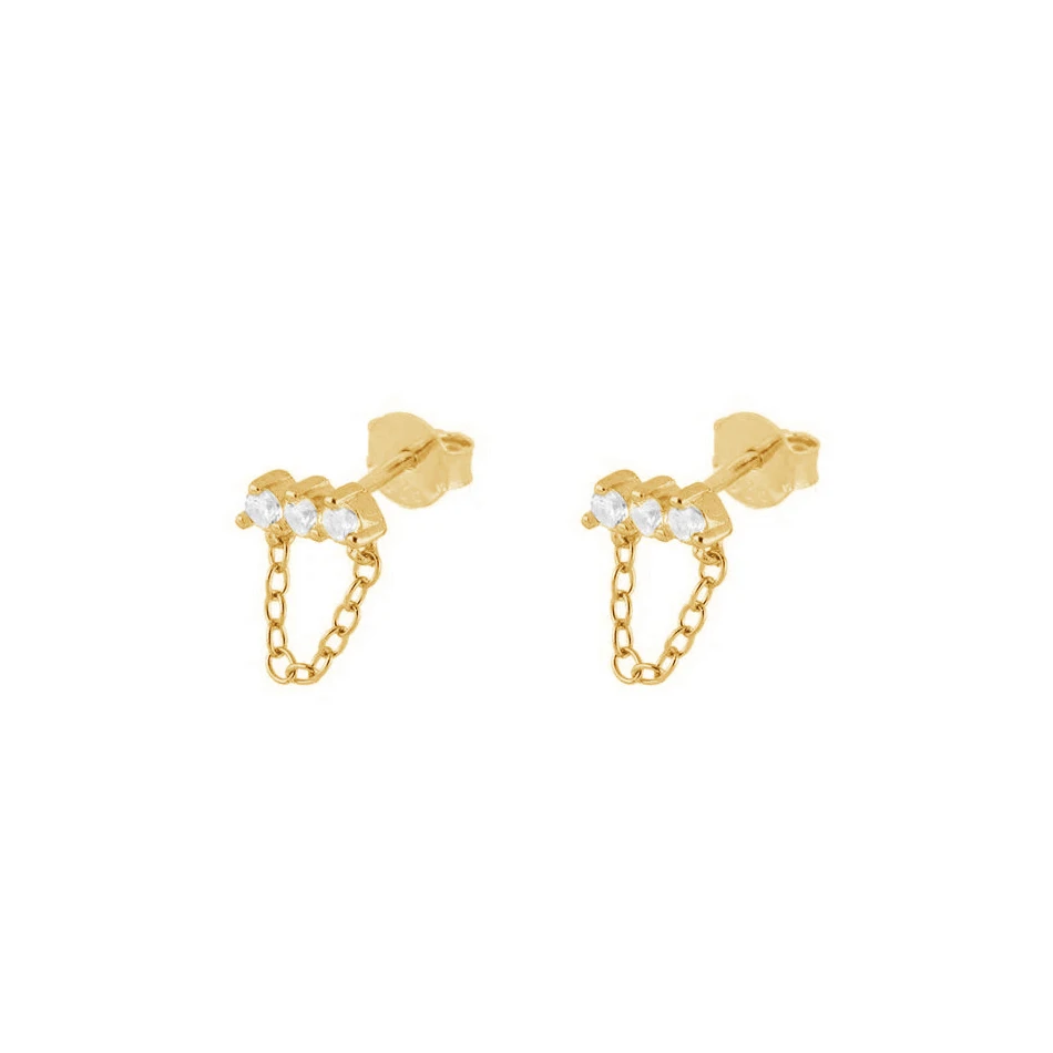 925 sterling silver earrings classic minimalist 18k gold plated chain stud earrings for women
925 sterling silver earrings classic minimalist 18k gold plated chain stud earrings for women