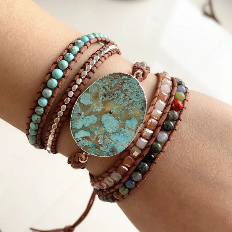 Wholesale Fashion Jewelry leather wrap beaded natural stone charm wrap bead bracelet adjustable
Wholesale Fashion Jewelry leather wrap beaded natural stone charm wrap bead bracelet adjustable