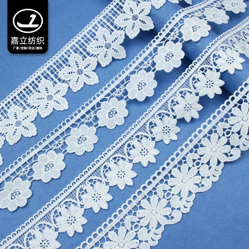 Hot selling white polyester milk silk embroidery lace for garment processing accessories
Hot selling white polyester milk silk embroidery lace for garment processing accessories