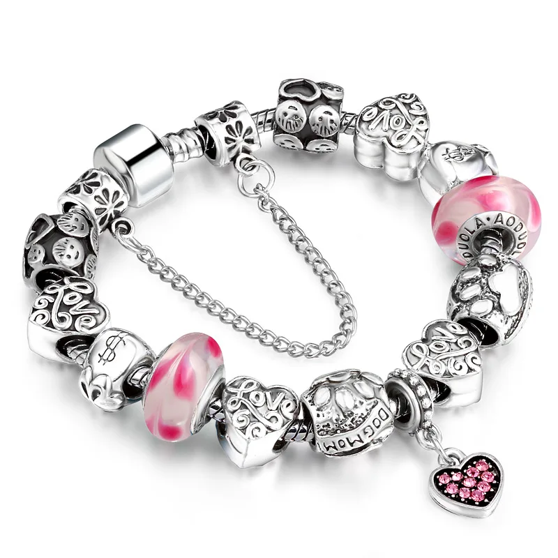 European Luxury Exquisite Women DIY Charm Bead Bracelet Silver Plated Snake Chain Enamel Crystal Heart Charm Bracelet
European Luxury Exquisite Women DIY Charm Bead Bracelet Silver Plated Snake Chain Enamel Crystal Heart Charm Bracelet