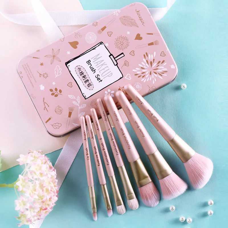 Hot Sale 7 pcs Makeup Brush Set Wooden Handle Nylon Hair Brush Cosmetic Set With Tin Box, 2 colors
Hot Sale 7 pcs Makeup Brush Set Wooden Handle Nylon Hair Brush Cosmetic Set With Tin Box, 2 colors