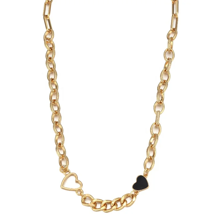 Factory High Quality Long Thick Gold Chain Black Heart Necklace Jewelry For Dress Decoration
Factory High Quality Long Thick Gold Chain Black Heart Necklace Jewelry For Dress Decoration