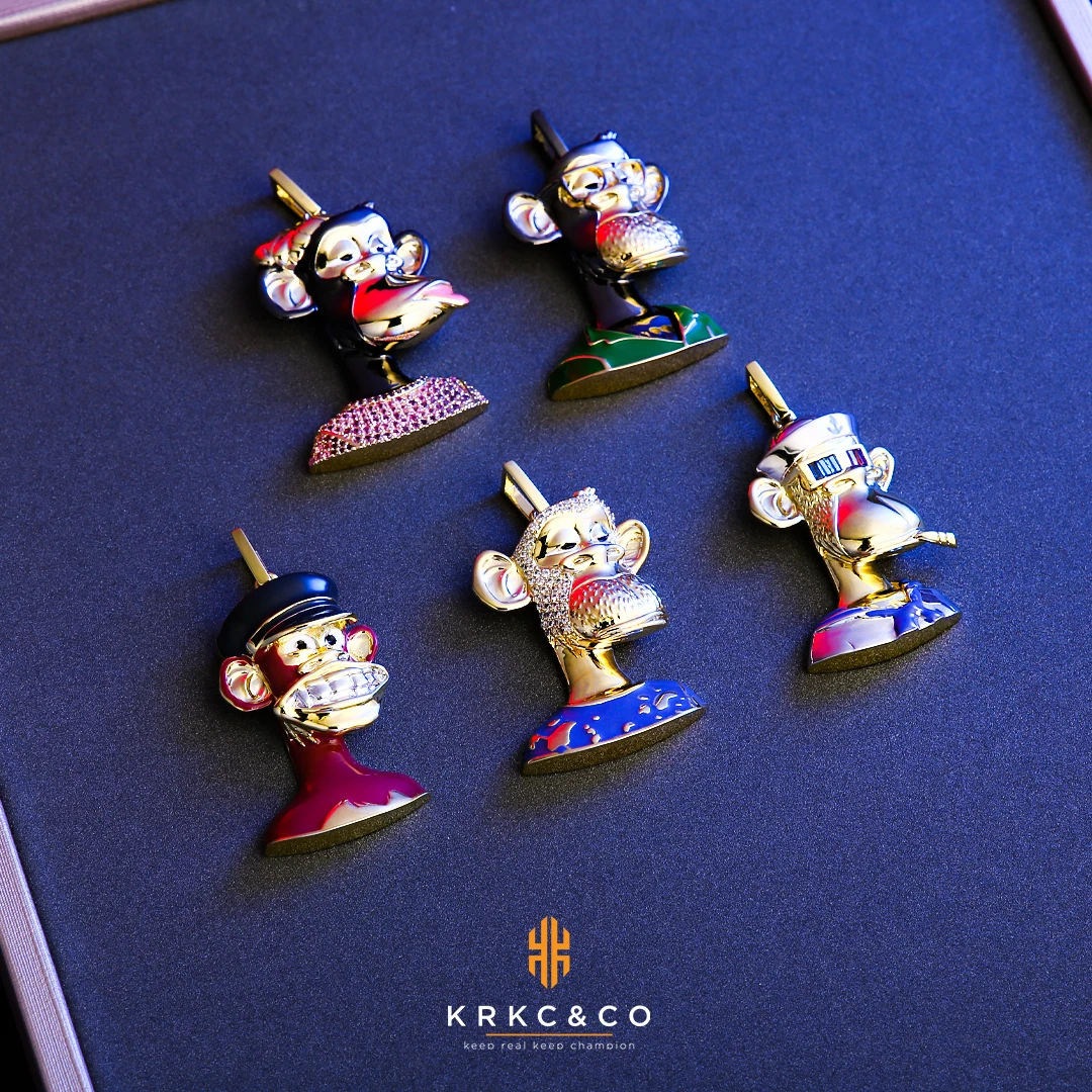 KRKC Fashion Y2K Jewelry Custom Pendant Gold Plated Metaverse NFT Bored Ape Yacht Club BAYC Iced Out Bored Ape Pendant Necklaces
KRKC Fashion Y2K Jewelry Custom Pendant Gold Plated Metaverse NFT Bored Ape Yacht Club BAYC Iced Out Bored Ape Pendant Necklaces