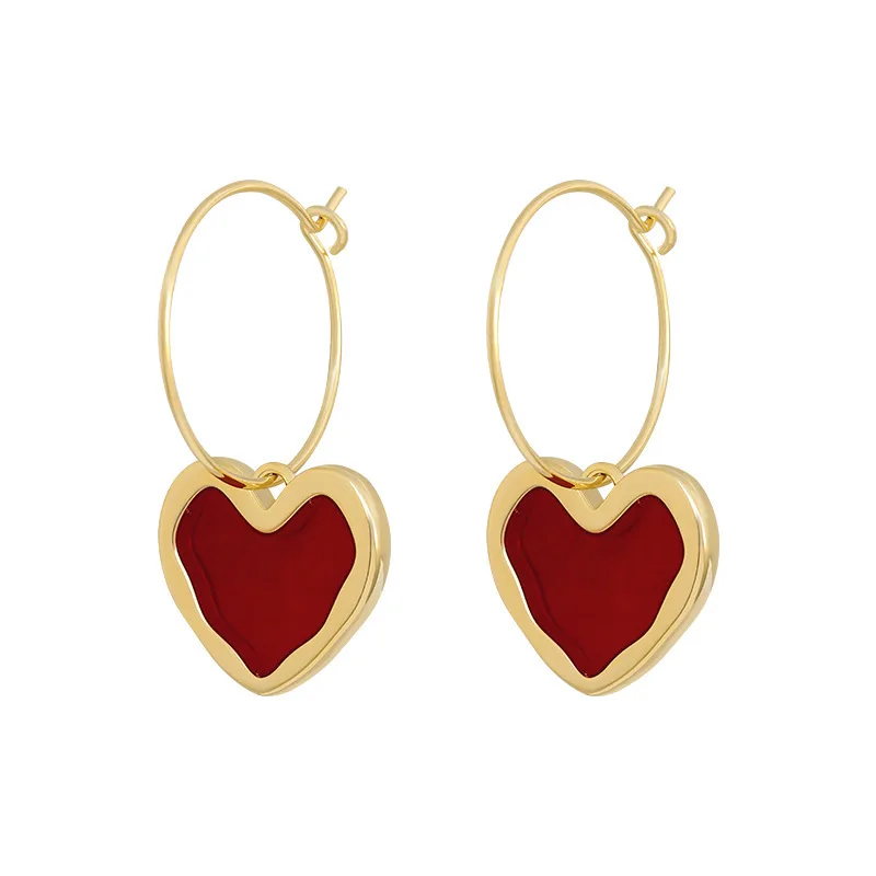 Sweet Burgundy Enamel Heart Hook Earrings for Women Girl Gold Color Metal Love Heart Hanging Dangle Earrings Vintage Jewelry, Black white red
Sweet Burgundy Enamel Heart Hook Earrings for Women Girl Gold Color Metal Love Heart Hanging Dangle Earrings Vintage Jewelry, Black white red