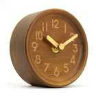 QingFeng Small Size Wood Crafted Home Office Table Desk Clock with Custom Shape Logo