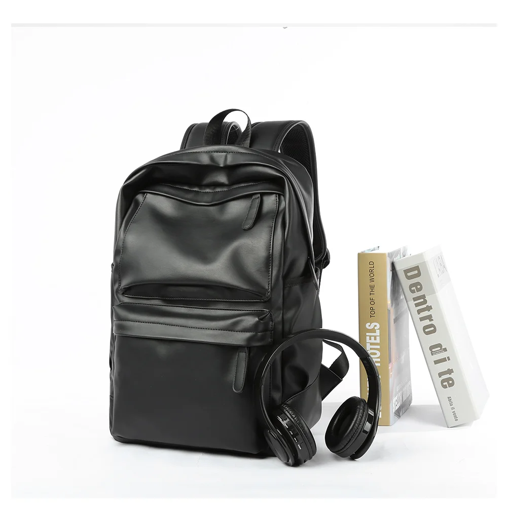 New pu leather double shoulder backpack men's middle school students Teens wholesale school bags for travel, Black
New pu leather double shoulder backpack men's middle school students Teens wholesale school bags for travel, Black