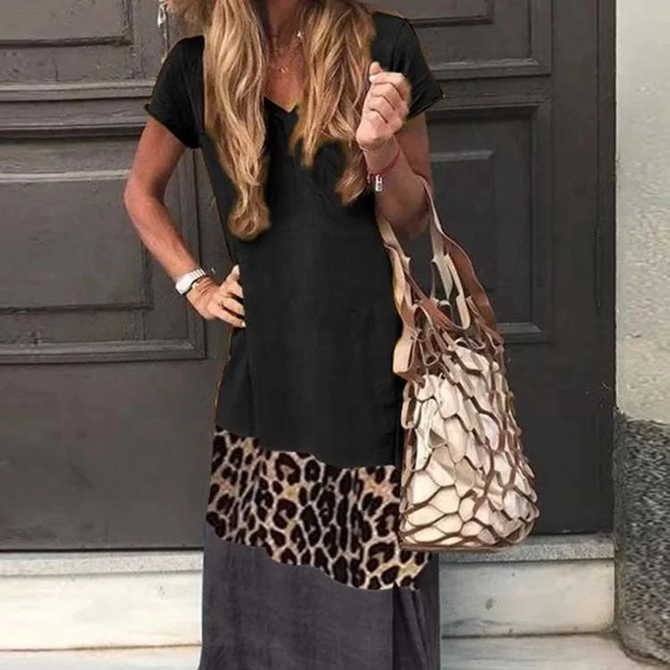 K19 Women Dress Autumn Long Sleeve V Neck Leopard Patchwork Casual Long Dress Female Maxi Dresses
K19 Women Dress Autumn Long Sleeve V Neck Leopard Patchwork Casual Long Dress Female Maxi Dresses