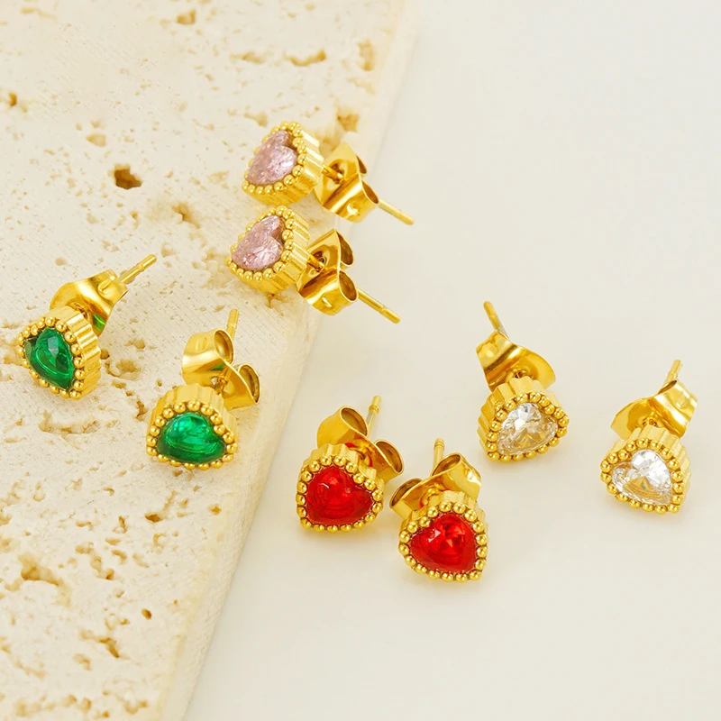 Hot Exquisite Stainless Steel 18k Gold Plated Zircon Heart Stud Earrings Women Cz Love Stud Earrings Jewelry For Gift
Hot Exquisite Stainless Steel 18k Gold Plated Zircon Heart Stud Earrings Women Cz Love Stud Earrings Jewelry For Gift