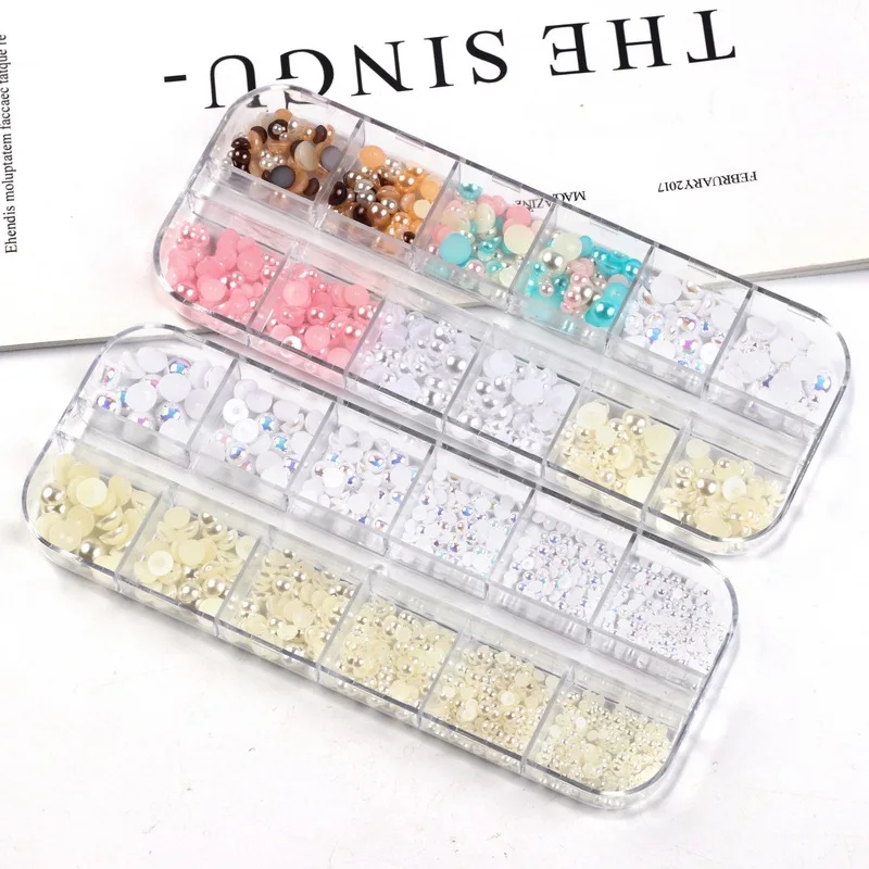 12 grids Mixed Size White AB Stones Nail Rhinestone DIY Manicure 3D Pearl Nail Art Decorations Nail Beauty Beads Accessories
12 grids Mixed Size White AB Stones Nail Rhinestone DIY Manicure 3D Pearl Nail Art Decorations Nail Beauty Beads Accessories