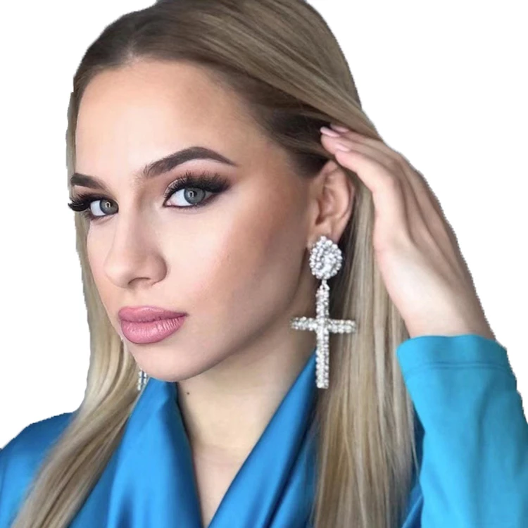 Fashion Cross Earrings Rhinestone Women Accessory Shiny Exaggerated Cross Earrings, Silver/gold/ab colour
Fashion Cross Earrings Rhinestone Women Accessory Shiny Exaggerated Cross Earrings, Silver/gold/ab colour