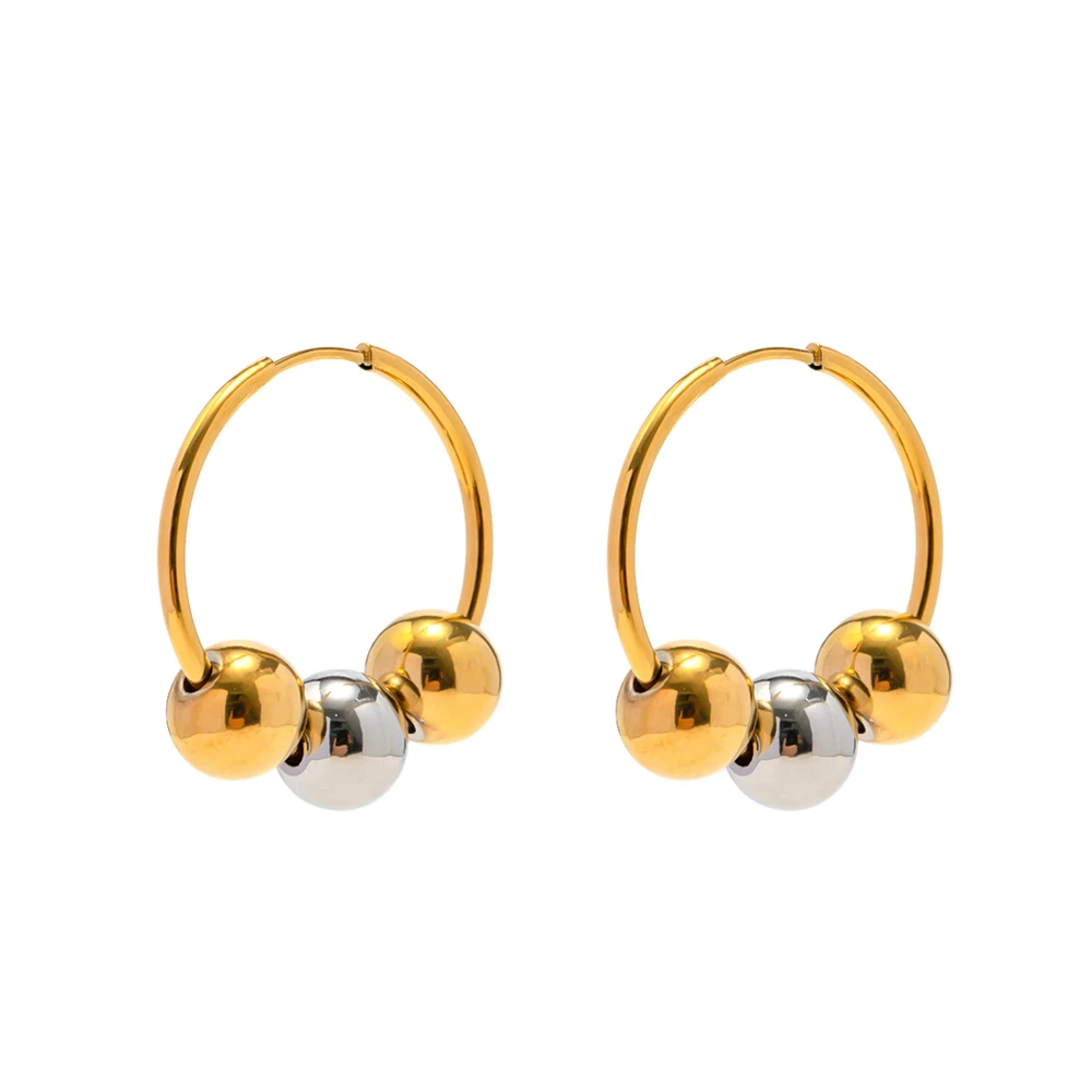 18k Gold Plated Big Ball Chain Hoop Earring Simple Design Round Beads Flat Women Hoop Earrings
18k Gold Plated Big Ball Chain Hoop Earring Simple Design Round Beads Flat Women Hoop Earrings