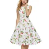Ladies Elegant Summer Casual Sleeveless Vintage Swing Floral Dress