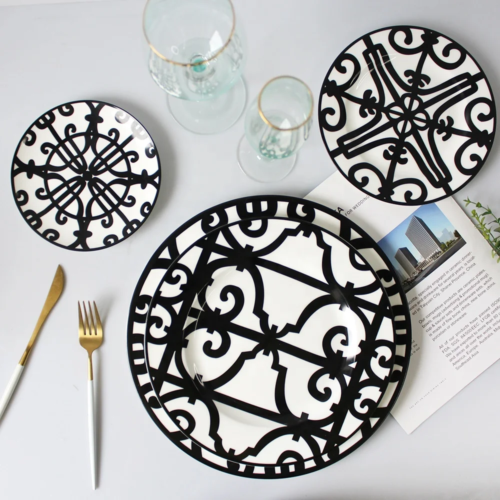 Simple western design bone china dinnerware sets colorful tableware ceramic charger dinner plate dishes set, Black
Simple western design bone china dinnerware sets colorful tableware ceramic charger dinner plate dishes set, Black