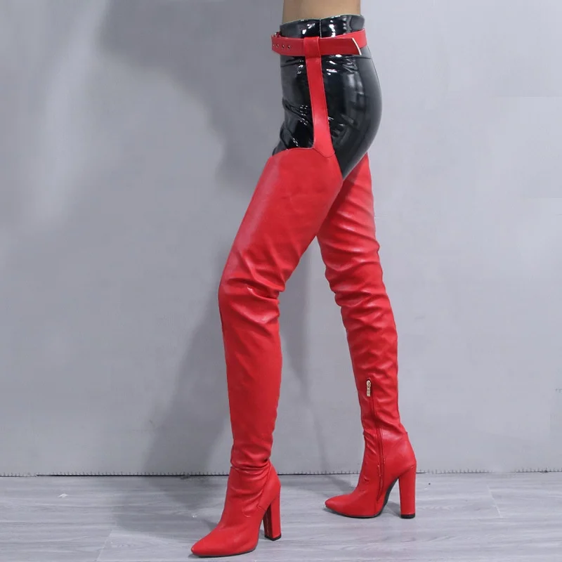 Fashion Style Women's Thigh High Boots Pointed Toe Block Heel Side Zipper Sexy Belt Boots Candy Color Over the Knee Boots, Yellow,red,green,black,orange,mei-red
Fashion Style Women's Thigh High Boots Pointed Toe Block Heel Side Zipper Sexy Belt Boots Candy Color Over the Knee Boots, Yellow,red,green,black,orange,mei-red