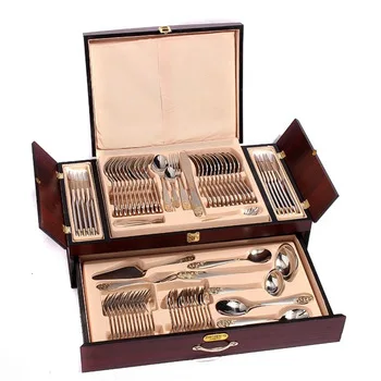 Royal Laser Logo 72pcs Gold plated Mirror Polished Spoon Fork Set Stainless Steel Flatware Sets, Gold silver
Royal Laser Logo 72pcs Gold plated Mirror Polished Spoon Fork Set Stainless Steel Flatware Sets, Gold silver