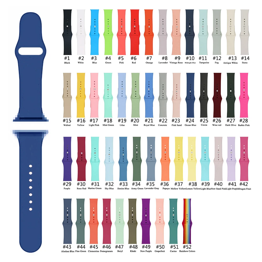 38mm 40mm 42mm 44mm Rubber Silicone Sport Watch Band Strap For Apple Watch Series SE/6/5/4/3/2/1, Various colors
38mm 40mm 42mm 44mm Rubber Silicone Sport Watch Band Strap For Apple Watch Series SE/6/5/4/3/2/1, Various colors