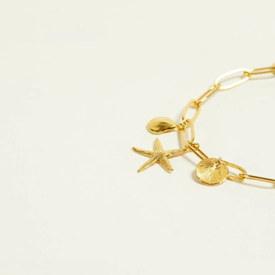 Classic High Quality 925 Sterling Silver 18 k Gold Plated Starfish Coins Charm Bracelet For Woman Fashion Jewelry
Classic High Quality 925 Sterling Silver 18 k Gold Plated Starfish Coins Charm Bracelet For Woman Fashion Jewelry