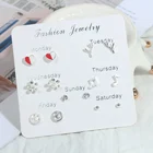 2019 Han temperament one-week Earrings 7 pairs of simple set of sweet small earrings for women