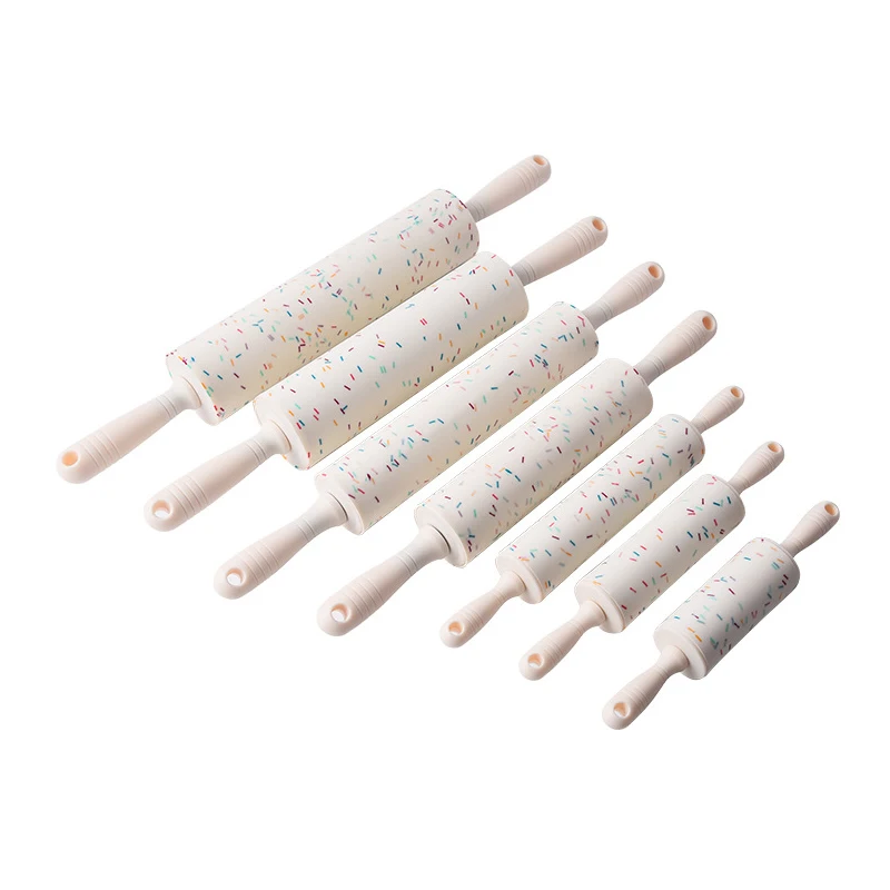 

Kitchen Pastry Tools Top Seller Customzied Silicone Colored Plastic Handle Baking Cookie Rolling Pin, White
