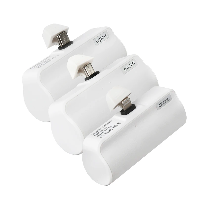 Mini Portable Power Bank 3300mAh for iphone and Usb-C cell phone portable charger powerbank without cable lipstick size design, White
Mini Portable Power Bank 3300mAh for iphone and Usb-C cell phone portable charger powerbank without cable lipstick size design, White