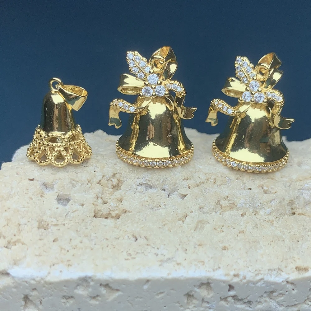 Wholesale Metal Gold Plated Zircon Bell Charms Pendants Jewelry Making Christmas Tree Festival Necklace keychain Accessories
Wholesale Metal Gold Plated Zircon Bell Charms Pendants Jewelry Making Christmas Tree Festival Necklace keychain Accessories