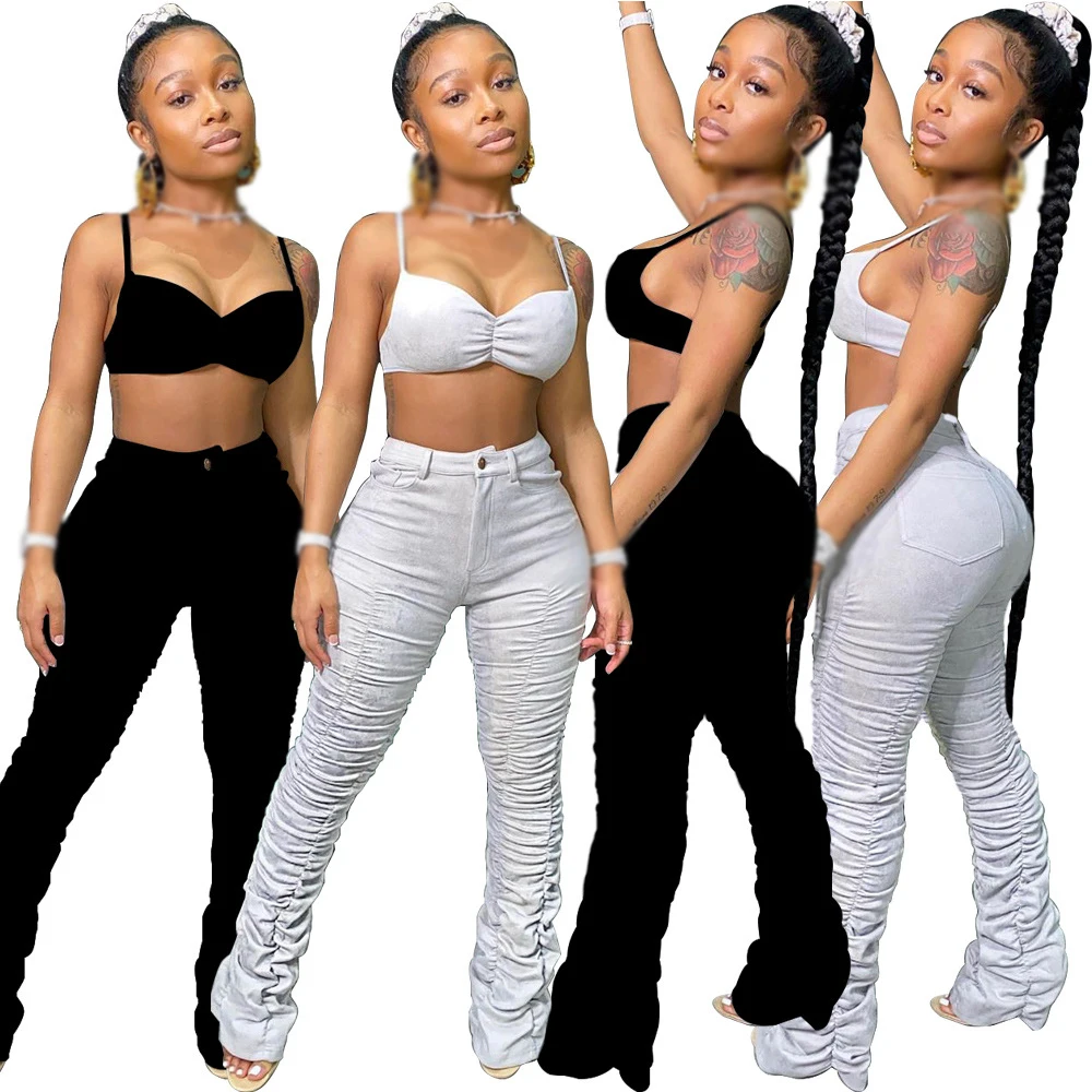 New arrivals ladies two piece set stacked pant women fashion 2 piece suit with crop top
New arrivals ladies two piece set stacked pant women fashion 2 piece suit with crop top