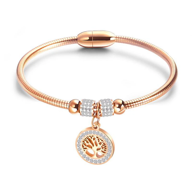 Women Hollow Life Tree Charms Bracelet Bangles Stainless Steel Zircon Lady Magnet Buckle Bracelet (KSS237), Same as the picture
Women Hollow Life Tree Charms Bracelet Bangles Stainless Steel Zircon Lady Magnet Buckle Bracelet (KSS237), Same as the picture