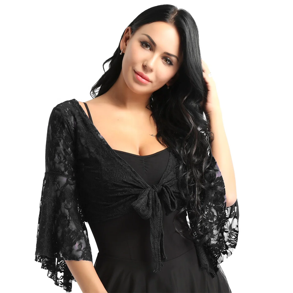 Black fashionable Womens Long Flare Sleeve Belly Dance floral Lace Top Shrug Fashion Cover Up Open Front Cardigan Wraps
Black fashionable Womens Long Flare Sleeve Belly Dance floral Lace Top Shrug Fashion Cover Up Open Front Cardigan Wraps
