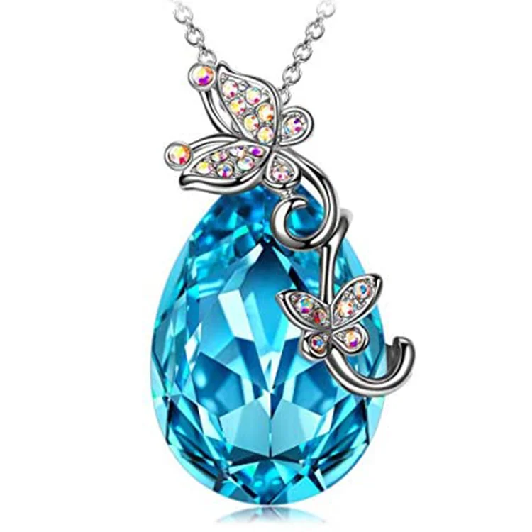 Ladies Teardrop Shaped Necklace Blue Crystal Necklace Butterfly Crystal Necklace Women
Ladies Teardrop Shaped Necklace Blue Crystal Necklace Butterfly Crystal Necklace Women