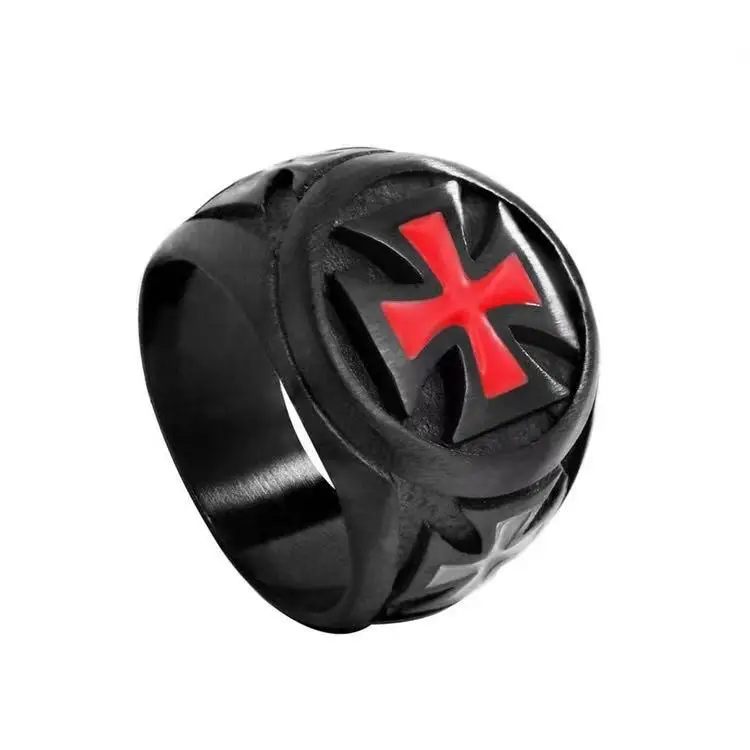 New Red Cross Knight ring stainless steel oil dripping punk ring retro Gothic men's ring
New Red Cross Knight ring stainless steel oil dripping punk ring retro Gothic men's ring