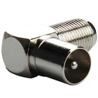 F Type Female Screw to PAL Male 90 Degree TV Aerial Antenna CCTV RF Coax Coaxial Cable Connector Adapter (brass)
