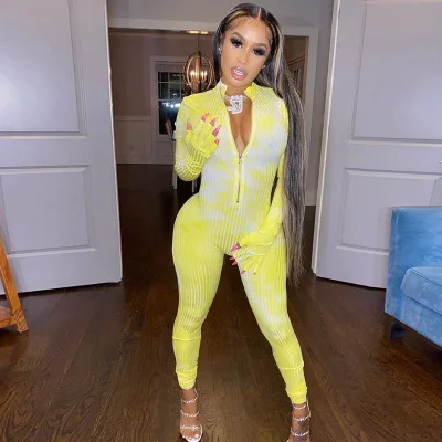 New Arrival High Elastic Tie Dye Tracksuit Joggers Zipper V-neck One Piece Jumpsuits Women
New Arrival High Elastic Tie Dye Tracksuit Joggers Zipper V-neck One Piece Jumpsuits Women