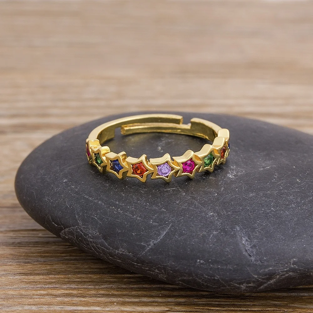 Hot Sale Gold Color Star Design Open Rings Colorful Crystal CZ Stone Adjustable Rings For Women Wedding Engagement Jewelry Gifts
Hot Sale Gold Color Star Design Open Rings Colorful Crystal CZ Stone Adjustable Rings For Women Wedding Engagement Jewelry Gifts