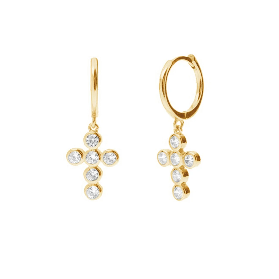 Sterling silver jewelry manufacturer 18k Gold Plated hoop earrings For Women cross earrings with zircon
Sterling silver jewelry manufacturer 18k Gold Plated hoop earrings For Women cross earrings with zircon