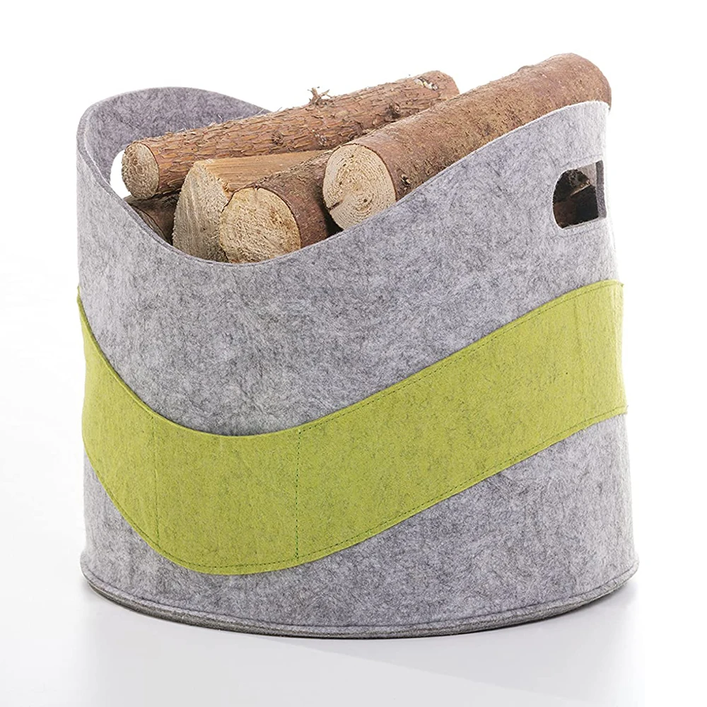 Upin factory 2 color combination small pocket middle storage felt firewood basket, Gray
Upin factory 2 color combination small pocket middle storage felt firewood basket, Gray