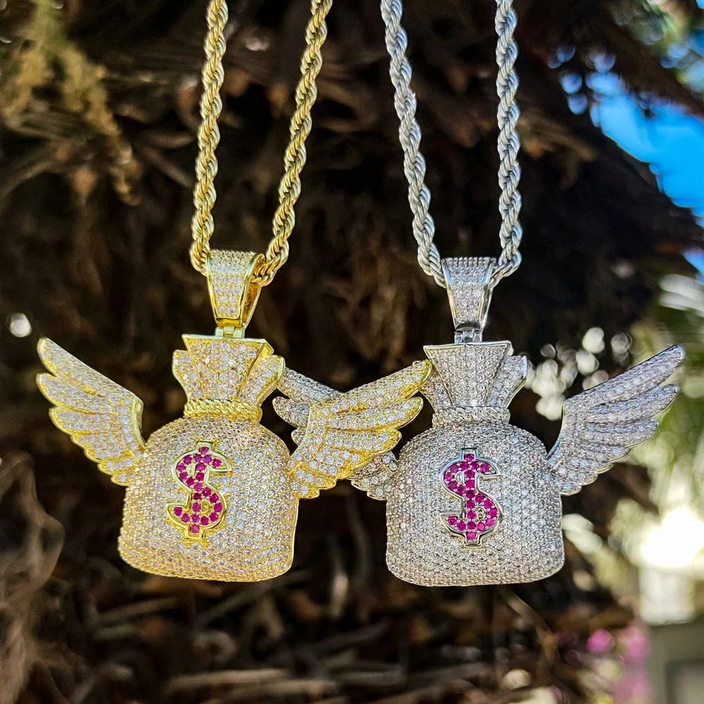 Micro Pave 5A Cubic Zirconia Bling Dollar Bag Pendant Iced Out Angel Wings Charm Necklace Pendant, Picture
Micro Pave 5A Cubic Zirconia Bling Dollar Bag Pendant Iced Out Angel Wings Charm Necklace Pendant, Picture