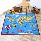Dotcom Latex Bottom Kids Play Smart Funny World Map Mat for Children Educational Rugs