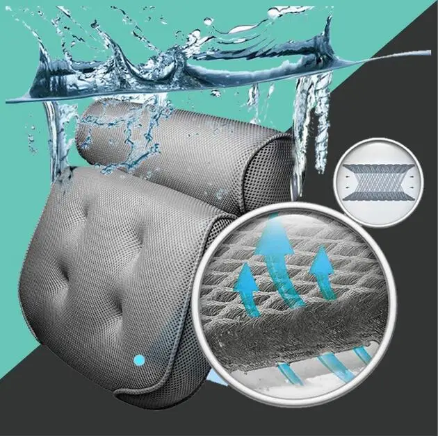 Premium Luxurious Waterproof Air Mesh 3D Fabric Black Bathtubs Spa Pillow Luxury Bath Pillow with Suction Cups, Customizable
Premium Luxurious Waterproof Air Mesh 3D Fabric Black Bathtubs Spa Pillow Luxury Bath Pillow with Suction Cups, Customizable