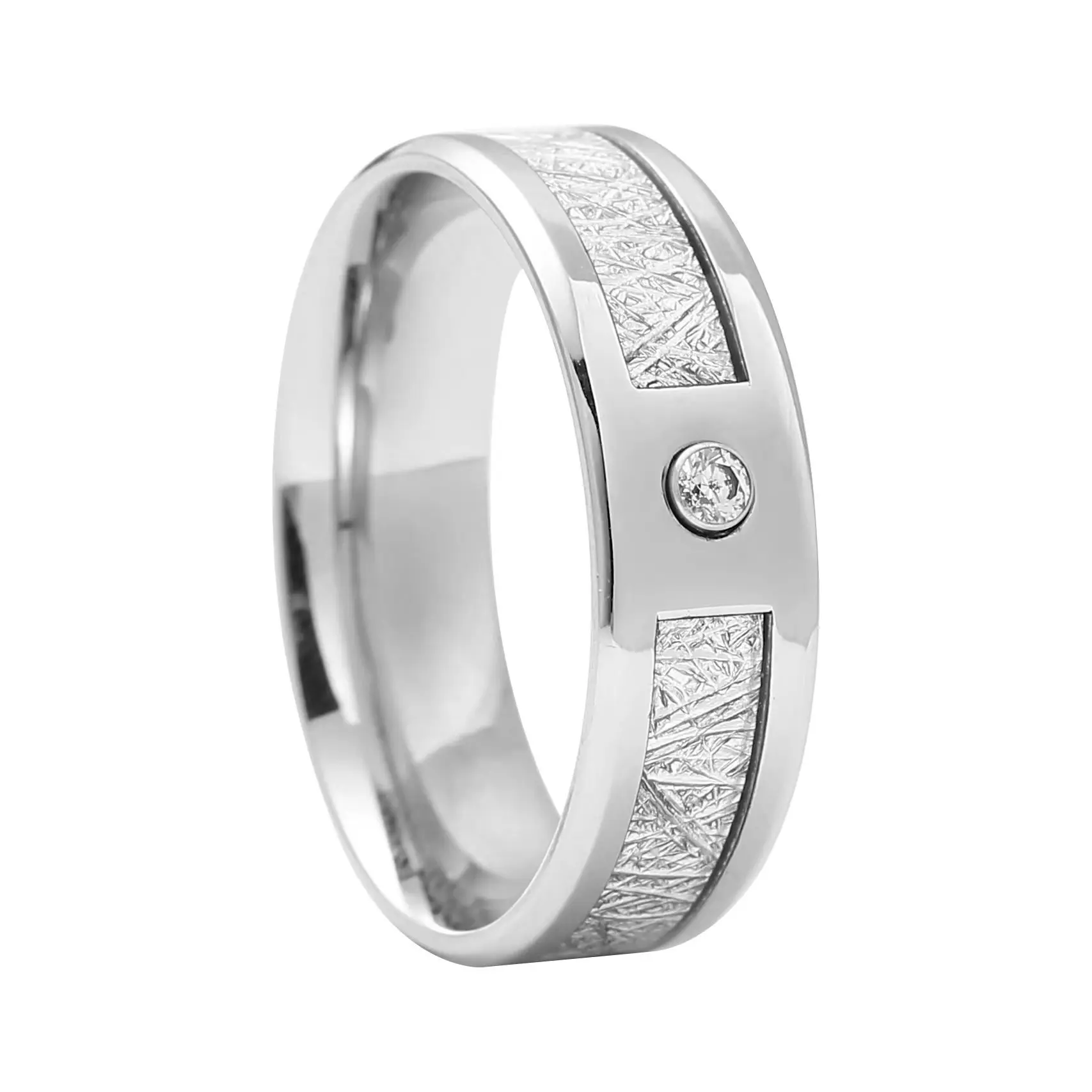 

Fine Men's Titanium Steel Ring with Inlay Setting Tungsten and Stainless Steel Ring with Pearl Main Stone for Wedding