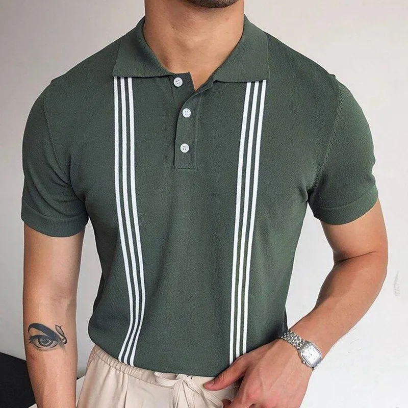 2024 Wholesale Summer Man Elastic knitted T-shirts Polo Shirts Men Contrast color Workout Striped Polo Shirt Custom Logo
2024 Wholesale Summer Man Elastic knitted T-shirts Polo Shirts Men Contrast color Workout Striped Polo Shirt Custom Logo