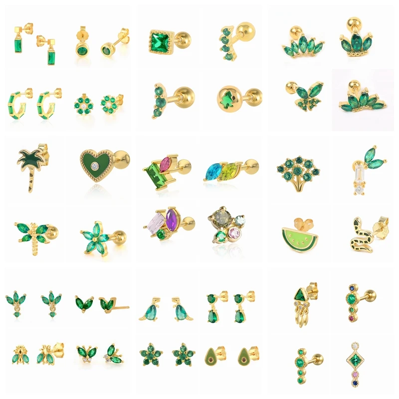 INS Hot Green Colors Series Stud Earrings for Women 925 Sterling Silver Casual Crystal Enamel Piercings Earring Jewelry, Gold and silver
INS Hot Green Colors Series Stud Earrings for Women 925 Sterling Silver Casual Crystal Enamel Piercings Earring Jewelry, Gold and silver