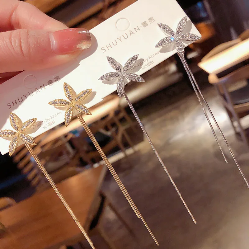 Fashionable Alloy Silver Needle Long Flower Petal Tassel Earrings Women's Gold Silver Stud Earrings, As the picture
Fashionable Alloy Silver Needle Long Flower Petal Tassel Earrings Women's Gold Silver Stud Earrings, As the picture