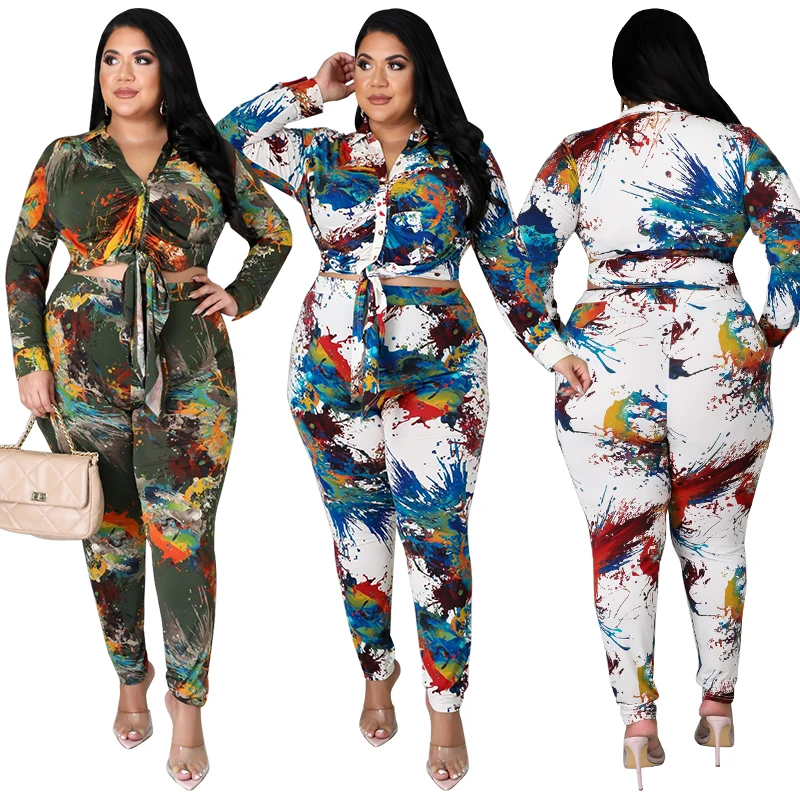 Hot Sale Button Down Ruched Tie Dye Top And Pants Plus Size Two Piece Set Outfits For Women, White,green
Hot Sale Button Down Ruched Tie Dye Top And Pants Plus Size Two Piece Set Outfits For Women, White,green