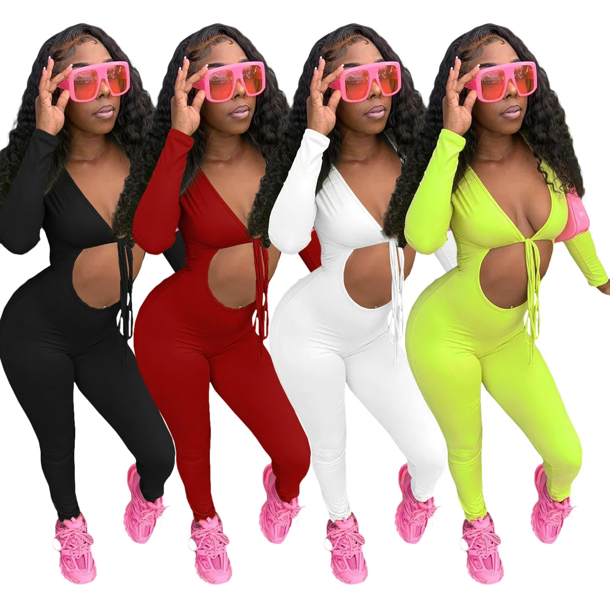 BN185 Hot selling autumn solid color jumpsuits for women sexy lace up cut out bodycon jumpsuits long sleeve jumpsuit women
BN185 Hot selling autumn solid color jumpsuits for women sexy lace up cut out bodycon jumpsuits long sleeve jumpsuit women