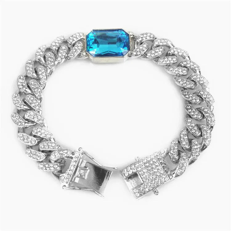 European and American Hip hop jewelry 18K full diamond 12MM wide men's gemstone with Cuban chain bracelet, Silver,gold or custom
European and American Hip hop jewelry 18K full diamond 12MM wide men's gemstone with Cuban chain bracelet, Silver,gold or custom